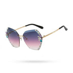 MIVDIOR Purple gradient Premium Jewel Rimless women Sunglasses