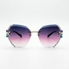 MIVDIOR Purple gradient Premium Jewel Rimless women Sunglasses
