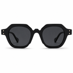 MIVDIOR Hexa Polarized UV400 Geometric Sunglasses for Men & Women | Glossy Black Frame with Smoke Black Lens | Premium Luxury Eyewear