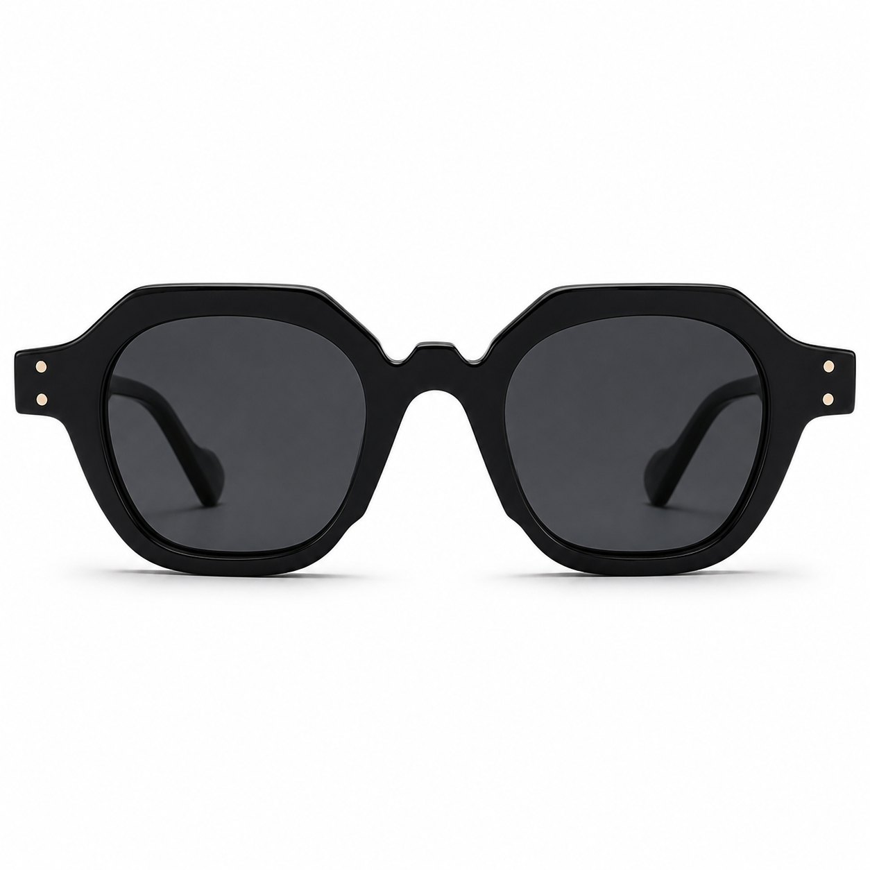 MIVDIOR Hexa Polarized UV400 Geometric Sunglasses for Men & Women | Glossy Black Frame with Smoke Black Lens | Premium Luxury Eyewear