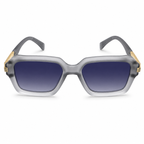 MIVDIOR MMM Polarized UV400 Sunglasses for Men & Women | Matt Grey Nylon Frame with Gold Detail Temple | Blue Gradient Lens | Luxury Fashion Eyewear