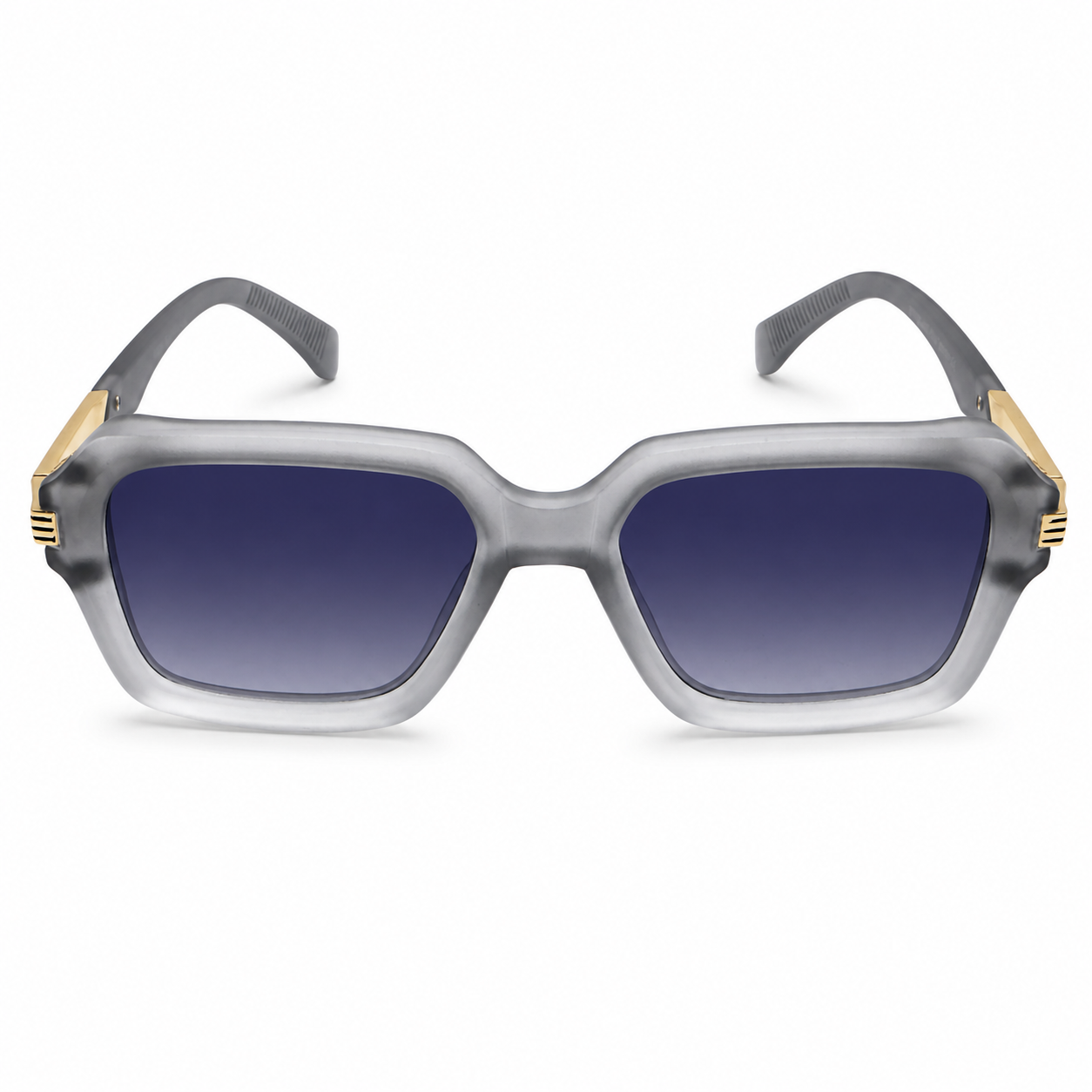 MIVDIOR MMM Polarized UV400 Sunglasses for Men & Women | Matt Grey Nylon Frame with Gold Detail Temple | Blue Gradient Lens | Luxury Fashion Eyewear