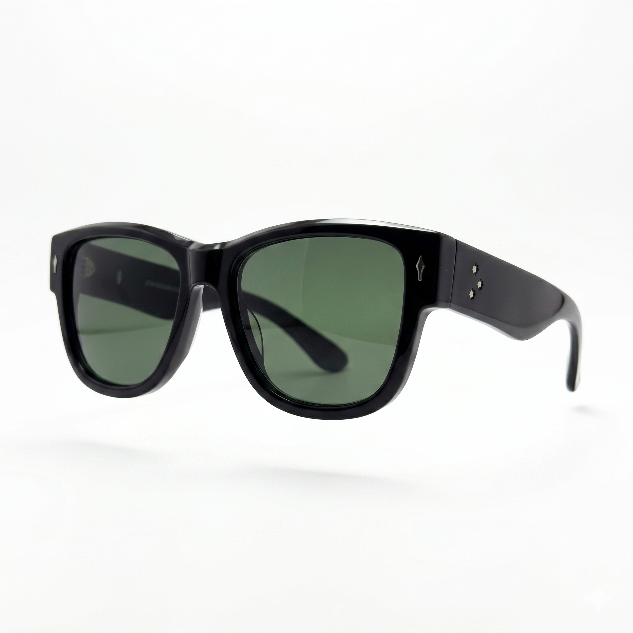 Mivdior Aura CRYSTA Glossy Black  Frame Green Smoky Lens Sunglasses