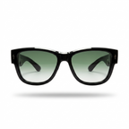 Mivdior Aura CRYSTA Glossy Black  Frame Green Smoky Lens Sunglasses