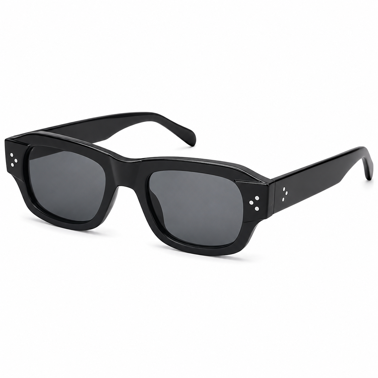 MIVDIOR Freak Polarized UV400 Rectangle Sunglasses for Men & Women | Glossy Black Frame with Smoke Black Lens | Premium Eyewear
