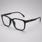 Premium Matte Black Rectangular Eyeglasses – Ultra Lightweight TR90 Unisex Minimal Optical Frame