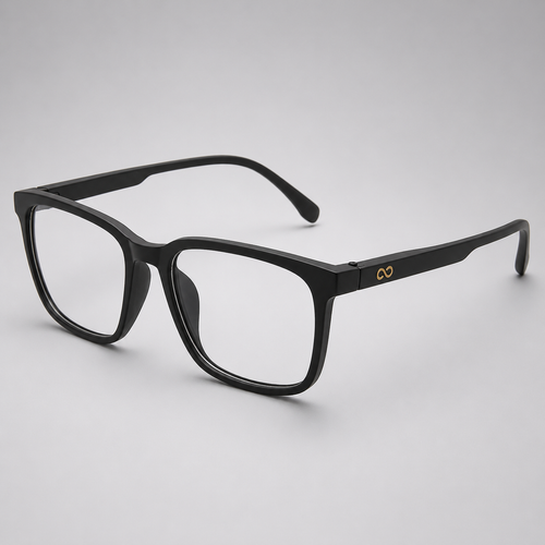 Premium Matte Black Rectangular Eyeglasses – Ultra Lightweight TR90 Unisex Minimal Optical Frame