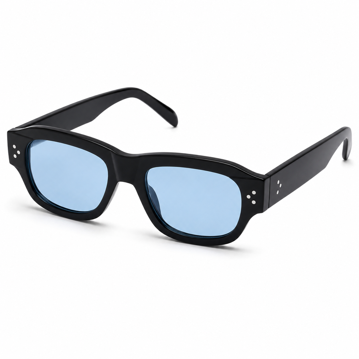 MIVDIOR Freak Polarized UV400 Rectangle Sunglasses for Men & Women | Premium Black Frame with Blue Lens | UV Protection Eyewear