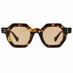MIVDIOR Hexa Polarized UV400 Geometric Sunglasses for Men & Women | Havana Tortoise Frame with Champagne Lens | Premium Luxury Eyewear