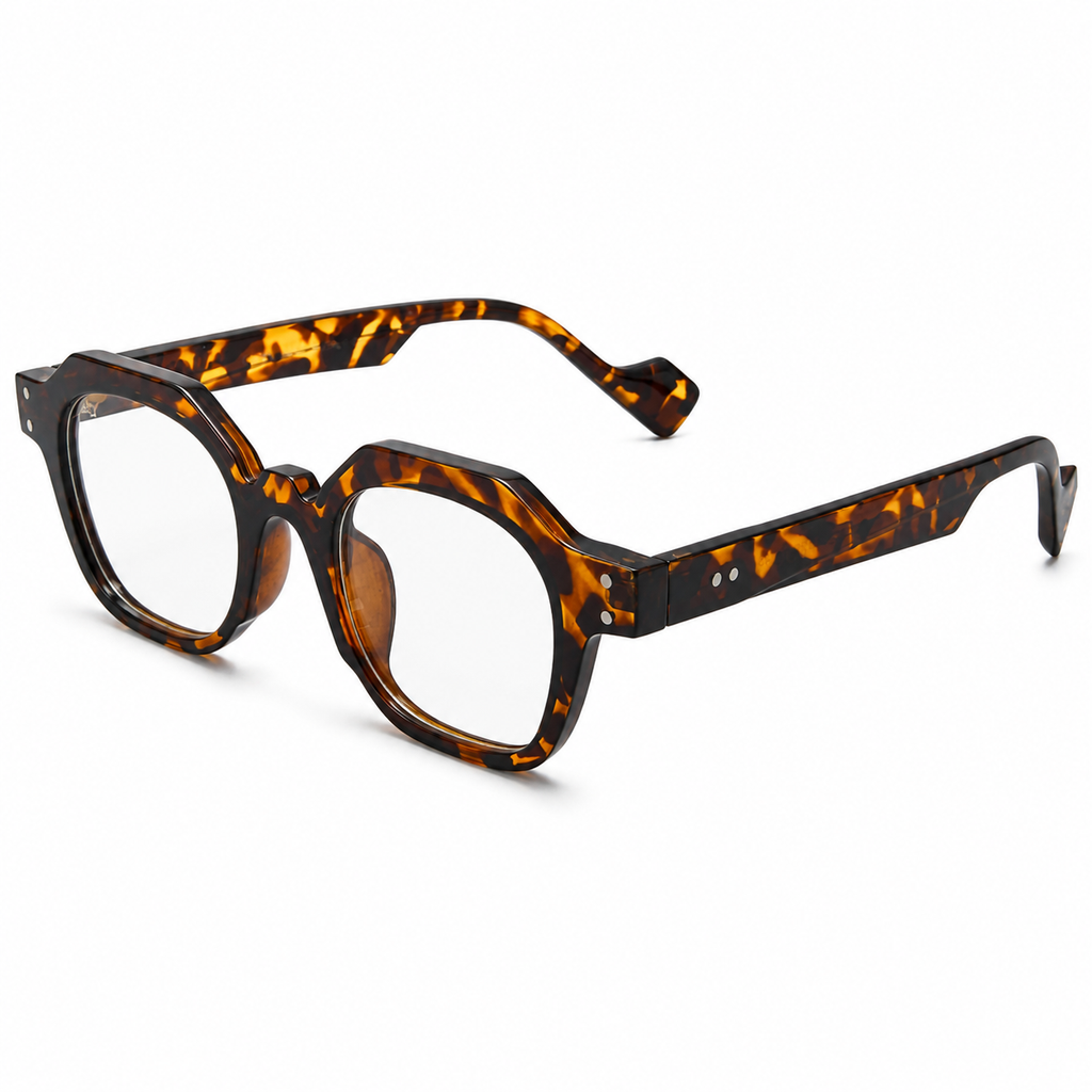 MIVDIOR Hexa Clear Blue Light Glasses for Men & Women | Havana Tortoise Geometric Frame | Premium Computer Eyewear