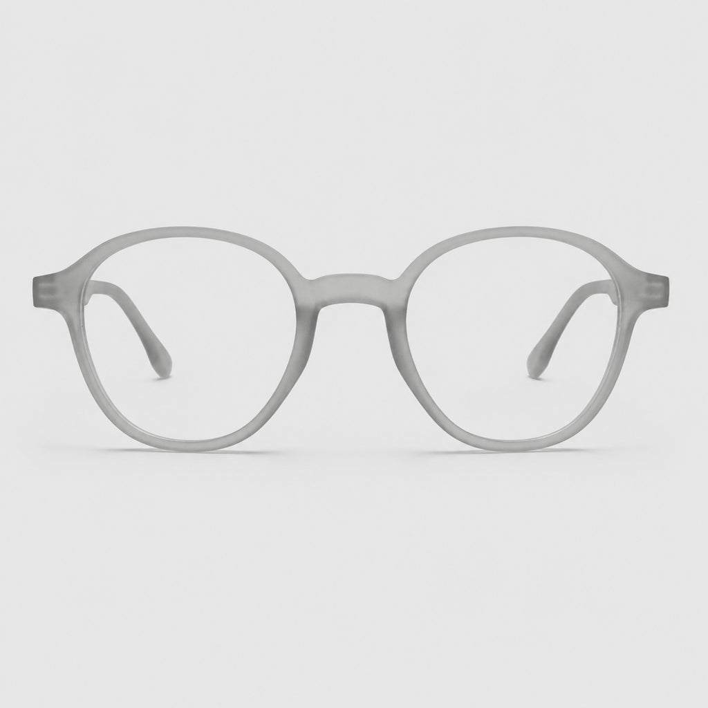 Premium Round Transparent Grey Eyeglasses – Ultra-Lightweight TR90 Minimal Unisex Optical Frame