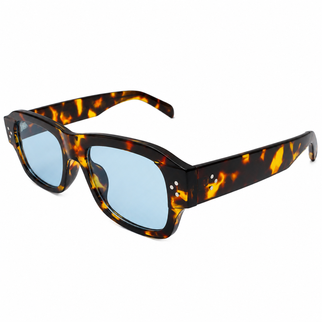 MIVDIOR Freak Polarized UV400 Rectangle Sunglasses for Men & Women | Tortoise Brown Frame with Blue Lens | Premium Fashion Eyewear