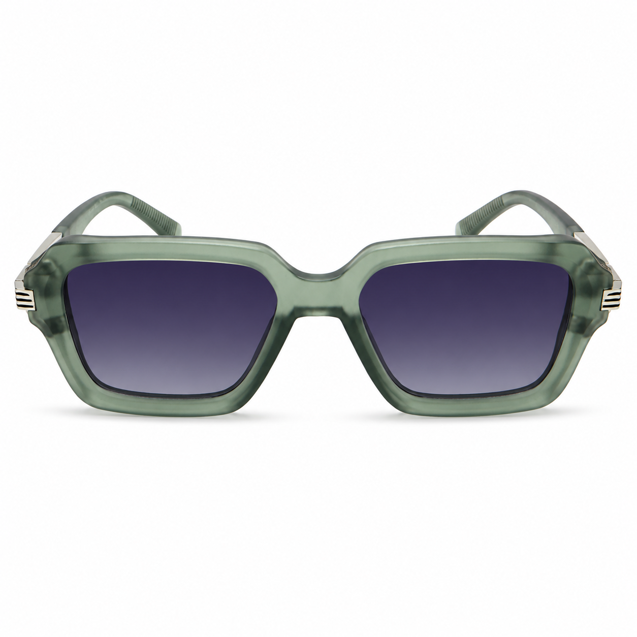 MIVDIOR MMM Polarized UV400 Sunglasses for Men & Women | Matt Transparent Green Nylon Frame with Silver Temple Detail | Blue Gradient Lens