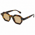 MIVDIOR Hexa Polarized UV400 Geometric Sunglasses for Men & Women | Havana Tortoise Frame with Champagne Lens | Premium Luxury Eyewear