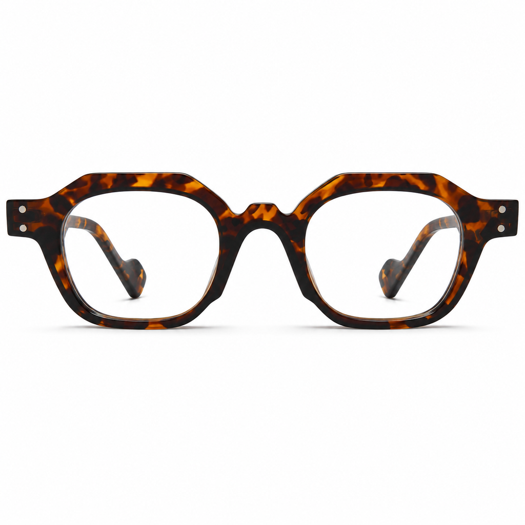 MIVDIOR Hexa Clear Blue Light Glasses for Men & Women | Havana Tortoise Geometric Frame | Premium Computer Eyewear