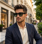 Mivdior Aura CRYSTA Glossy Black  Frame Green Smoky Lens Sunglasses