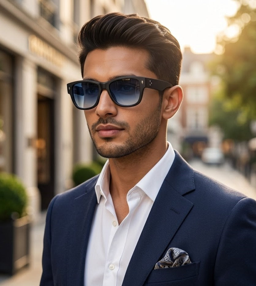 Mivdior Vogue CRYSTA Matt Black  Frame Blue Gradient Lens SUNGLASSES