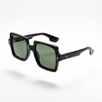 Mivdior Elite CRYSTA Glossy Black  Frame Green Smoky Lens Sunglasses