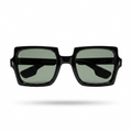 Mivdior Elite CRYSTA Glossy Black  Frame Green Smoky Lens Sunglasses