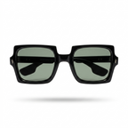 Mivdior Elite CRYSTA Glossy Black  Frame Green Smoky Lens Sunglasses