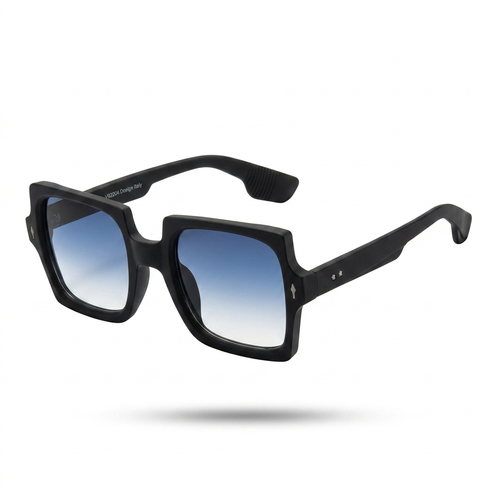 Mivdior Luxe CRYSTA Matt Black  Frame Blue Gradiant Lens Sunglasses