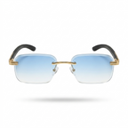 Mivdior Velvet RIMLESS Golden Black  Frame Sky Blue Gradiant Lens Sunglasses