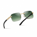 Mivdior Edge RIMLESS Golden Black  Frame Olive Green Gradiant Lens Sunglasses