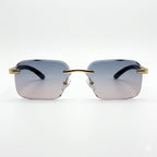 Mivdior Eclipse RIMLESS Golden Black  Frame Blue Gradiant Lens Sunglasses