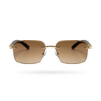 Mivdior Legacy RIMLESS Golden Black  Frame Dark Brown Lens Sunglasses