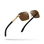 Mivdior Legacy RIMLESS Golden Black  Frame Dark Brown Lens Sunglasses