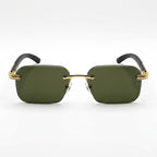 Mivdior Titan RIMLESS Golden Black  Frame Green Lens Sunglasses