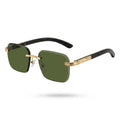 Mivdior Titan RIMLESS Golden Black  Frame Green Lens Sunglasses