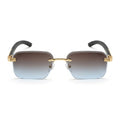 Mivdior Icon RIMLESS Golden Black  Frame Blue Grey Gradiant Lens Sunglasses