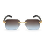 Mivdior Icon RIMLESS Golden Black  Frame Blue Grey Gradiant Lens Sunglasses