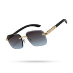 Mivdior Icon RIMLESS Golden Black  Frame Blue Grey Gradiant Lens Sunglasses
