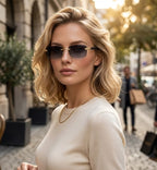 Mivdior Pulse RIMLESS Golden Black  Frame Black Lens SUNGLASSES