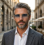 Mivdior Eclipse RIMLESS Golden Black  Frame Blue Gradiant Lens Sunglasses