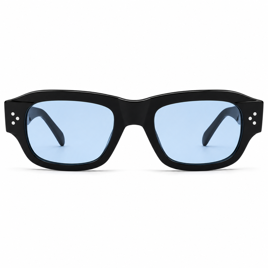 MIVDIOR Freak Polarized UV400 Rectangle Sunglasses for Men & Women | Premium Black Frame with Blue Lens | UV Protection Eyewear