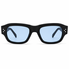 MIVDIOR Freak Polarized UV400 Rectangle Sunglasses for Men & Women | Premium Black Frame with Blue Lens | UV Protection Eyewear
