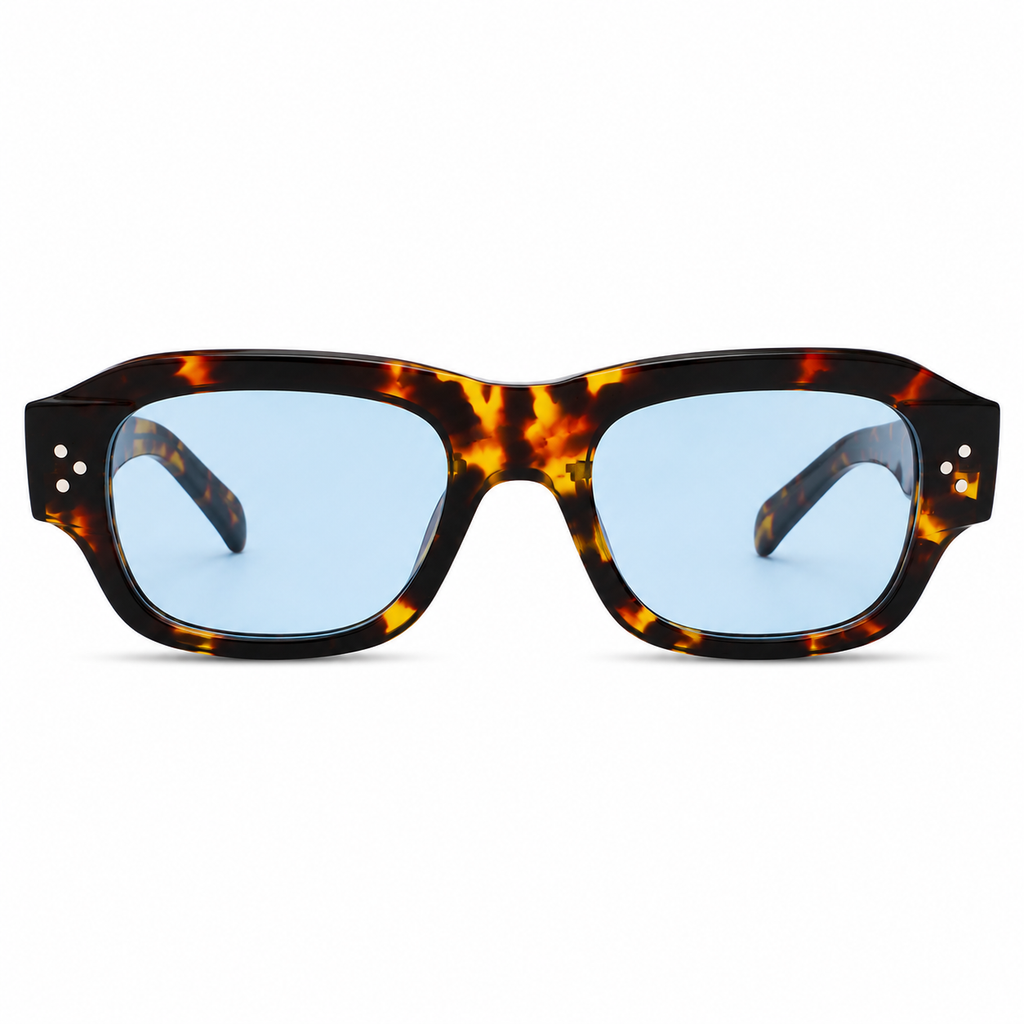 MIVDIOR Freak Polarized UV400 Rectangle Sunglasses for Men & Women | Tortoise Brown Frame with Blue Lens | Premium Fashion Eyewear