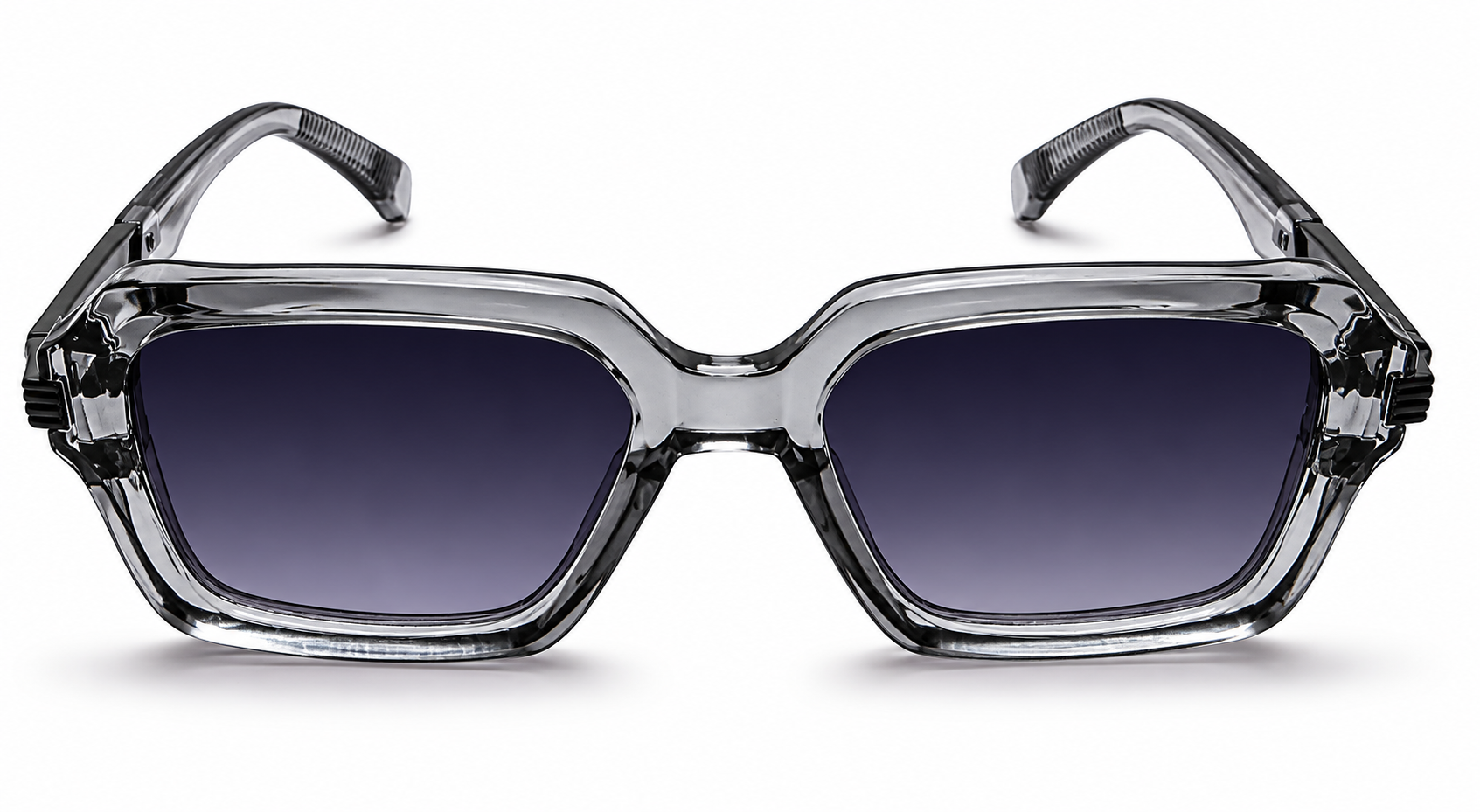 MIVDIOR MMM Geometric Polarized Sunglasses – Transparent Crystal Grey Frame with Blue Gradient UV400 Lens