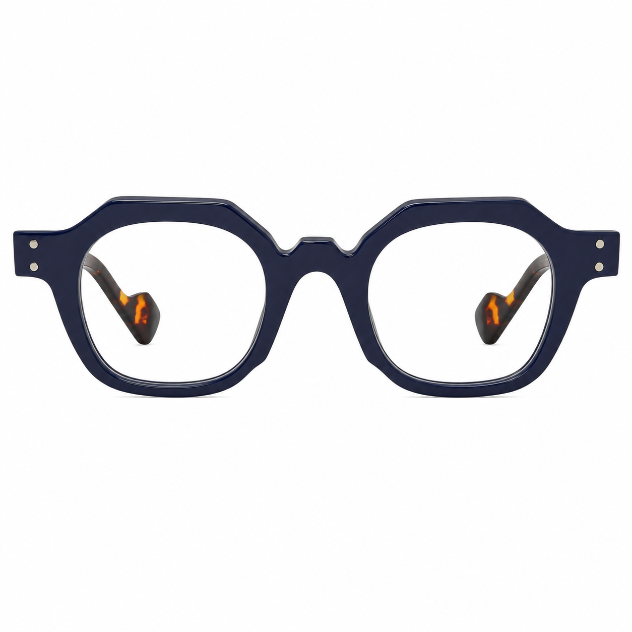 MIVDIOR Hexa Clear Blue Light Glasses for Men & Women | Navy Blue & Tortoise Geometric Frame | Premium Computer Eyewear