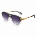 MIVDIOR MMM Polarized UV400 Sunglasses for Men & Women | Matt Gray Nylon Frame with Gold Detail Temple | Blue Lens Luxury Eyewear