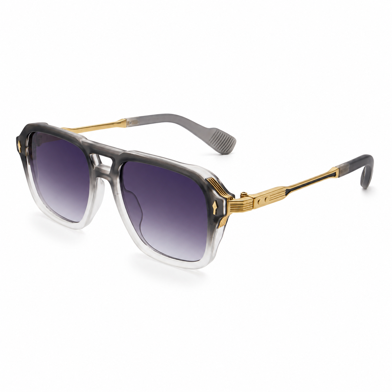 MIVDIOR MMM Polarized UV400 Sunglasses for Men & Women | Matt Gray Nylon Frame with Gold Detail Temple | Blue Lens Luxury Eyewear