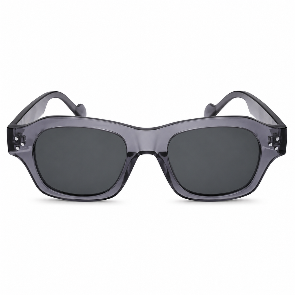 MIVDIOR Smoke Polarized UV400 Rectangle Sunglasses for Men & Women | Transparent Grey Frame with Black Lens | Premium Eyewear