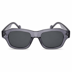 MIVDIOR Smoke Polarized UV400 Rectangle Sunglasses for Men & Women | Transparent Grey Frame with Black Lens | Premium Eyewear