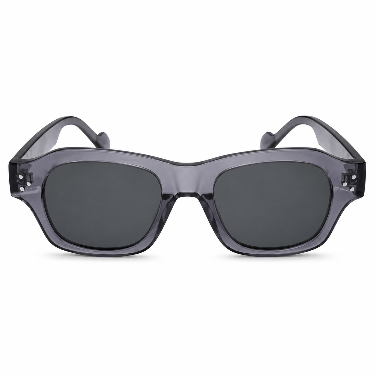 MIVDIOR Smoke Polarized UV400 Rectangle Sunglasses for Men & Women | Transparent Grey Frame with Black Lens | Premium Eyewear