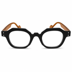 MIVDIOR Hexa Clear Blue Light Glasses for Men & Women | Black & Amber Geometric Frame | Premium Computer Eyewear