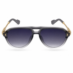 MIVDIOR MMM Polarized UV400 Sunglasses for Men & Women | Nylon Matte Grey Frame with Gold Detail Temple | Blue Gradient Lens | Luxury Fashion Eyewear