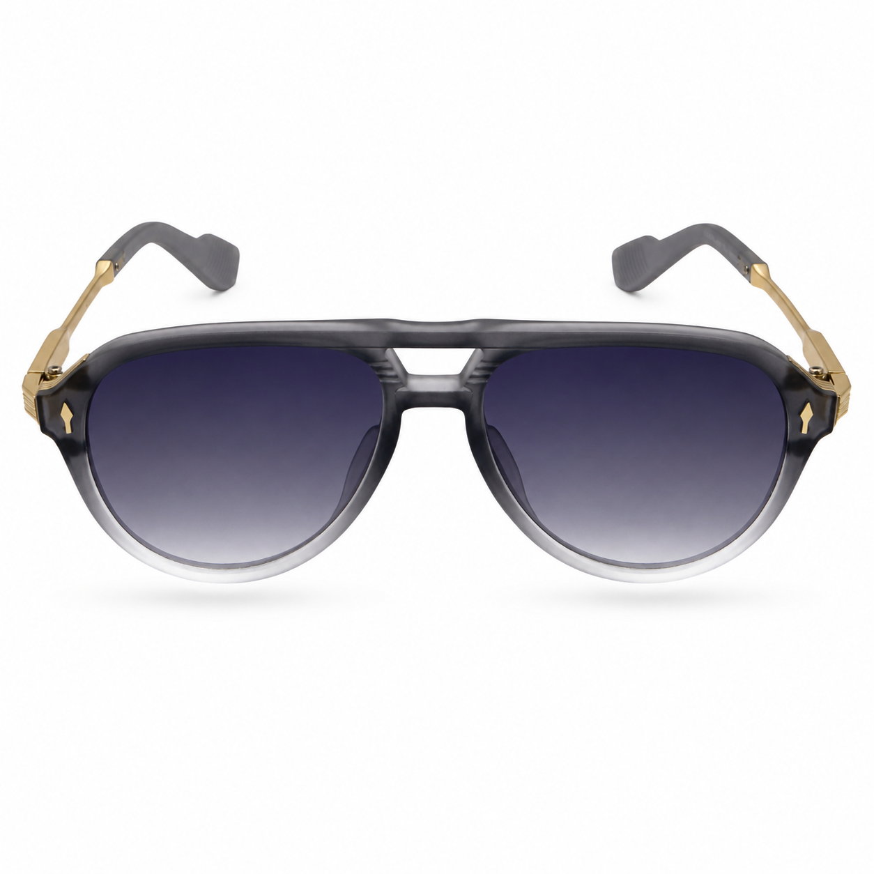 MIVDIOR MMM Polarized UV400 Sunglasses for Men & Women | Nylon Matte Grey Frame with Gold Detail Temple | Blue Gradient Lens | Luxury Fashion Eyewear